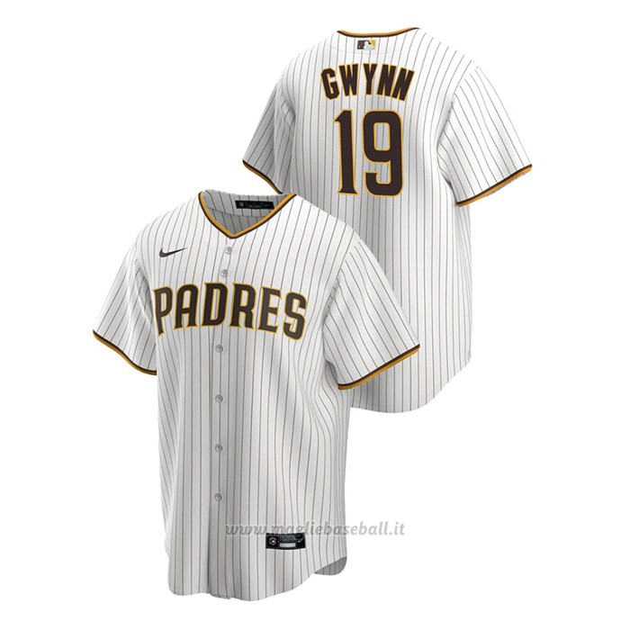 Maglia Baseball Uomo San Diego Padres Tony Gwynn Replica Primera Bianco Marrone